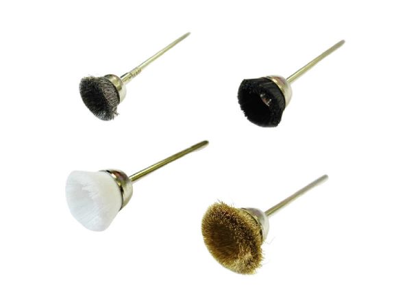 Mounted Cup Brushes in Bristle, Hair, Steel, Brass and Nylon